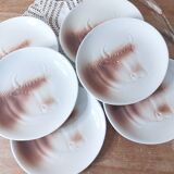 6 vintage St Amand plates, embossed ox head, for barbecue steak meat