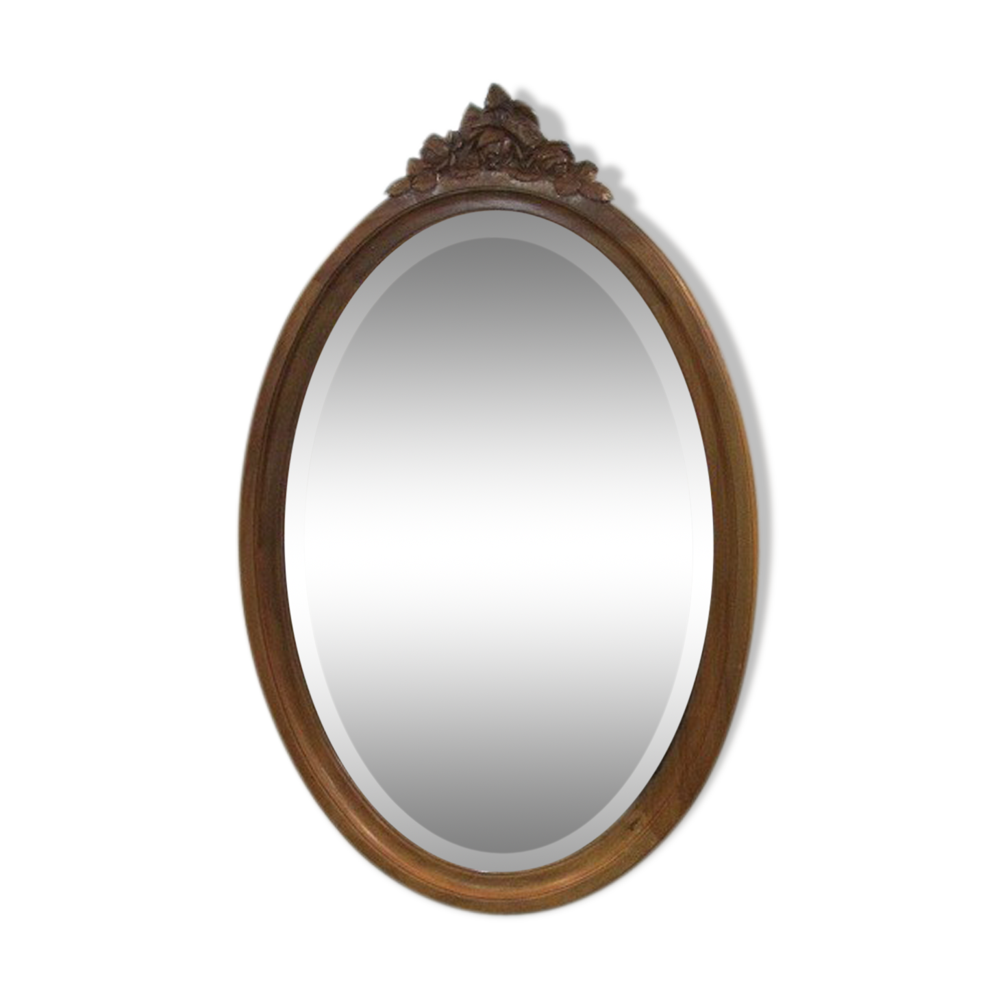 Oval mirror in blond Walnut former 58x92cm
