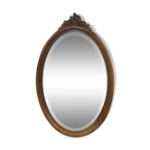 Oval mirror in blond Walnut former 58x92cm