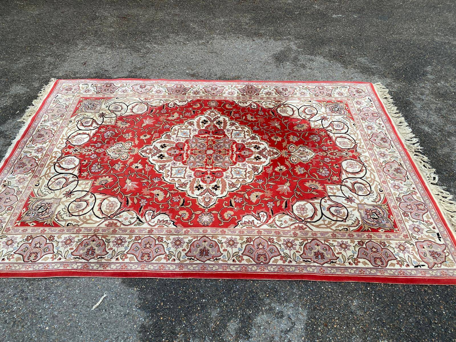Vintage Persian Oriental Rug in Red Wool 200x300
