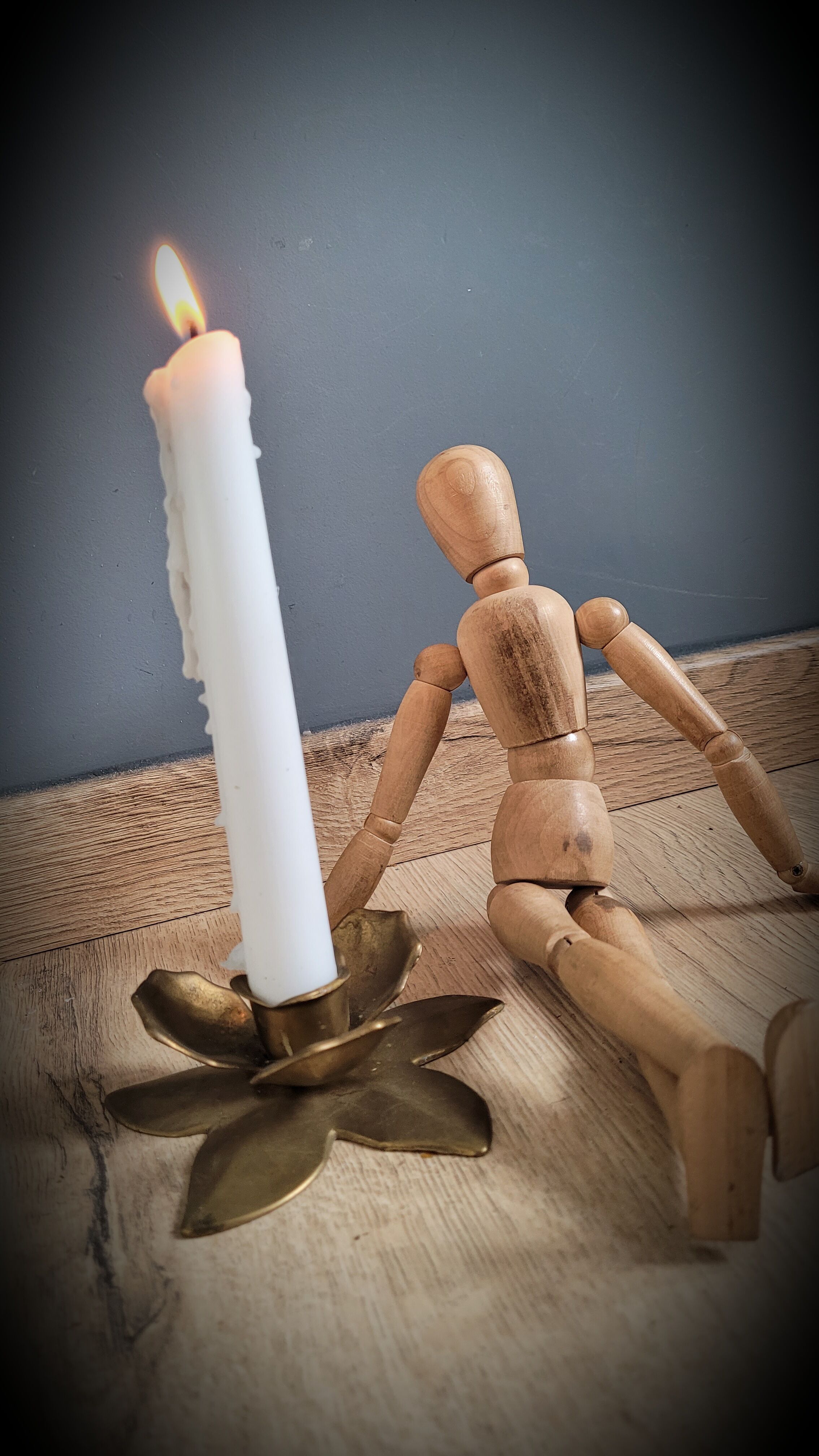 Brass flower candlestick