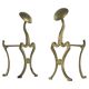 Paire d'Andirons Jugendstil en laiton patiné, style Art nouveau, début 20e siècle