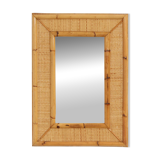 1970s wall mirror in rattan and cane, Spain