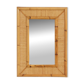 1970s wall mirror in rattan and cane, Spain