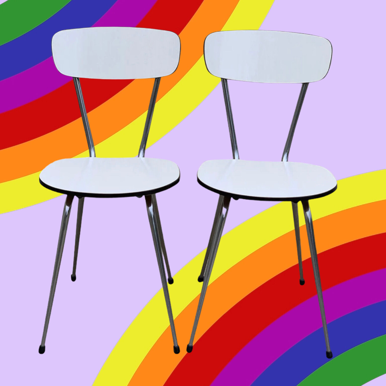 Formica chairs white compass feet