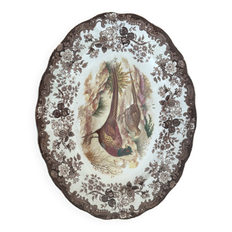 Large antique English plate Palissy - Worcester Game Series - Pheasants