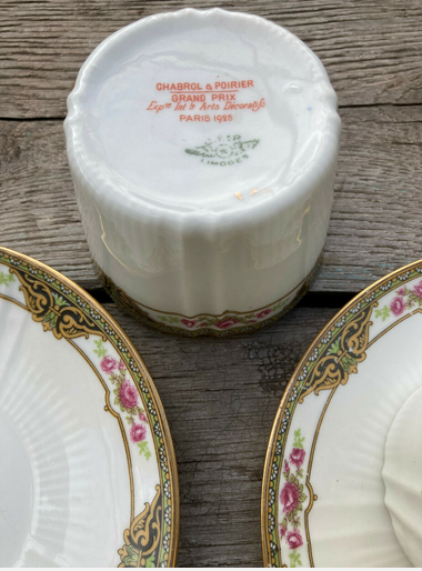 4 cups and under cups Limoges porcelain - Chabrol & Poirier 1925