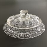 Beurrier ancien en verre ciselé
