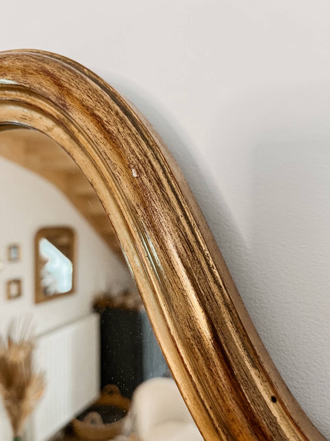 Golden wood mirror