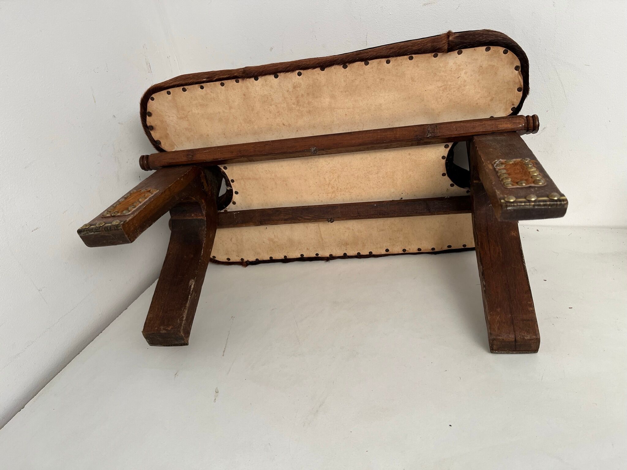 Vintage cowhide footrest