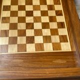 Wooden travel chess set, marquetry board