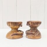 Pair of anthropomorphic egg cups by Jacques Pouchain