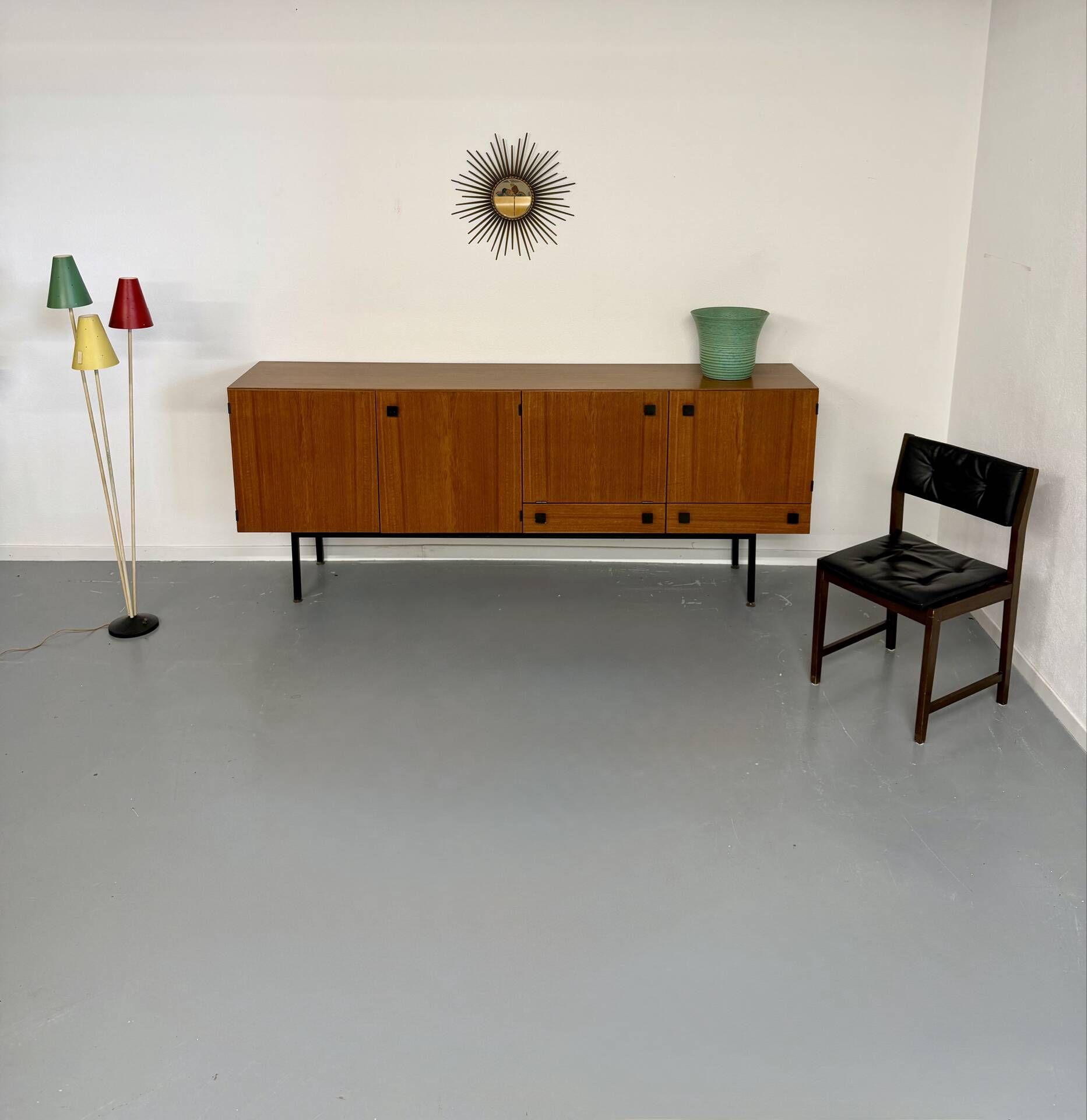 Vintage teak enfilade attributed to Gérard Guermonprez, 1960s design.