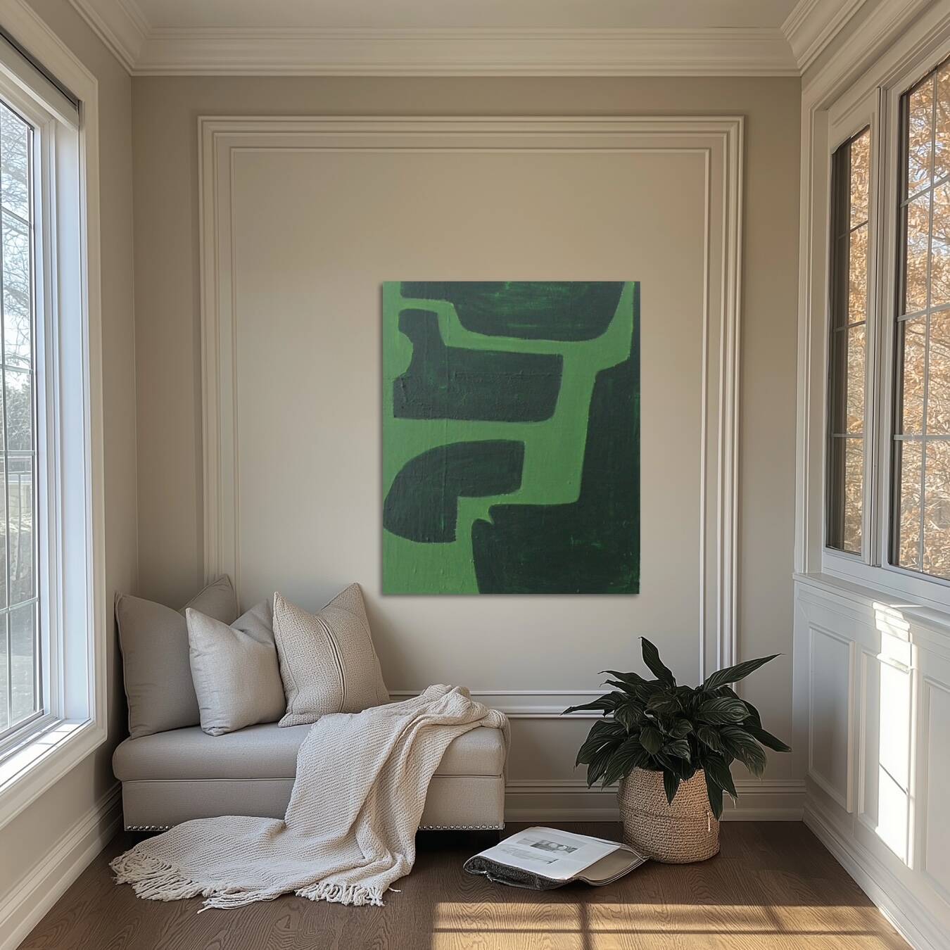 Organic abstract green on green 100x81cm