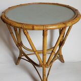 Tripod booster coffee table in rattan 50s