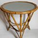 Table basse d'appoint tripode en rotin années 50