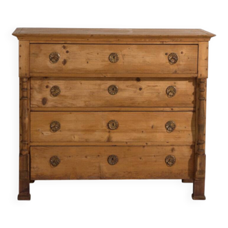 Antique solid pine chest of drawers – European rustic chest of drawers – circa 1900