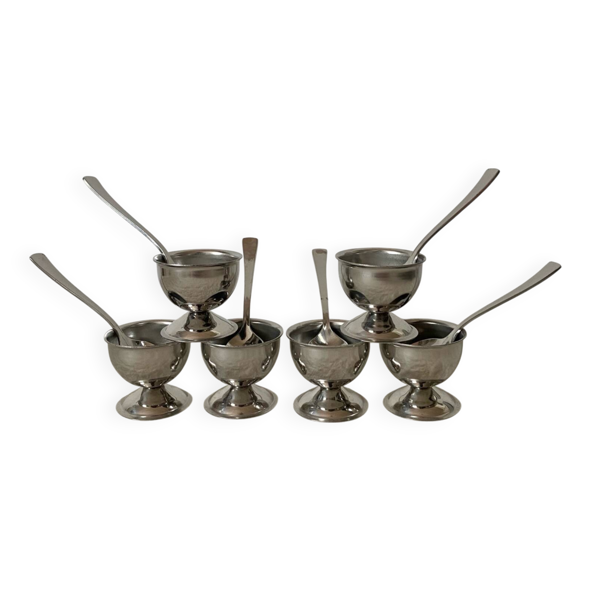 Set of stainless steel egg cups by Guy Degrenne