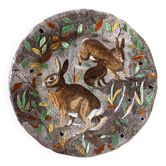 Earthenware plate decorated with rabbits - Rambouillet model Gien
