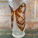 Large amber crystal vase – Engraved floral decoration – 29 cm
