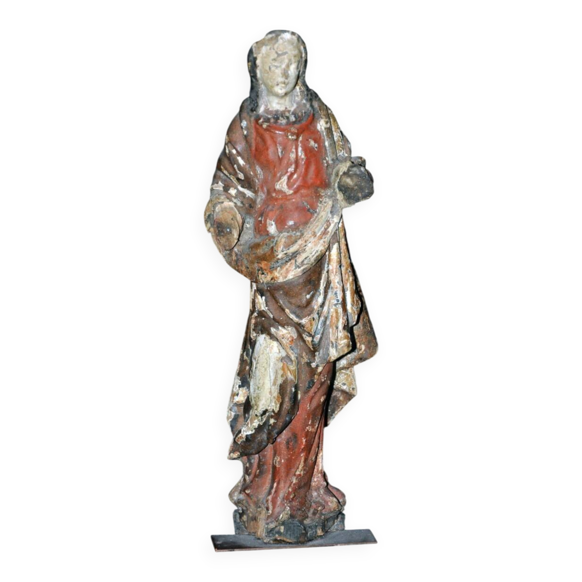 Sculpture en bois polychrome représentant la Vierge, XVIIe siècle