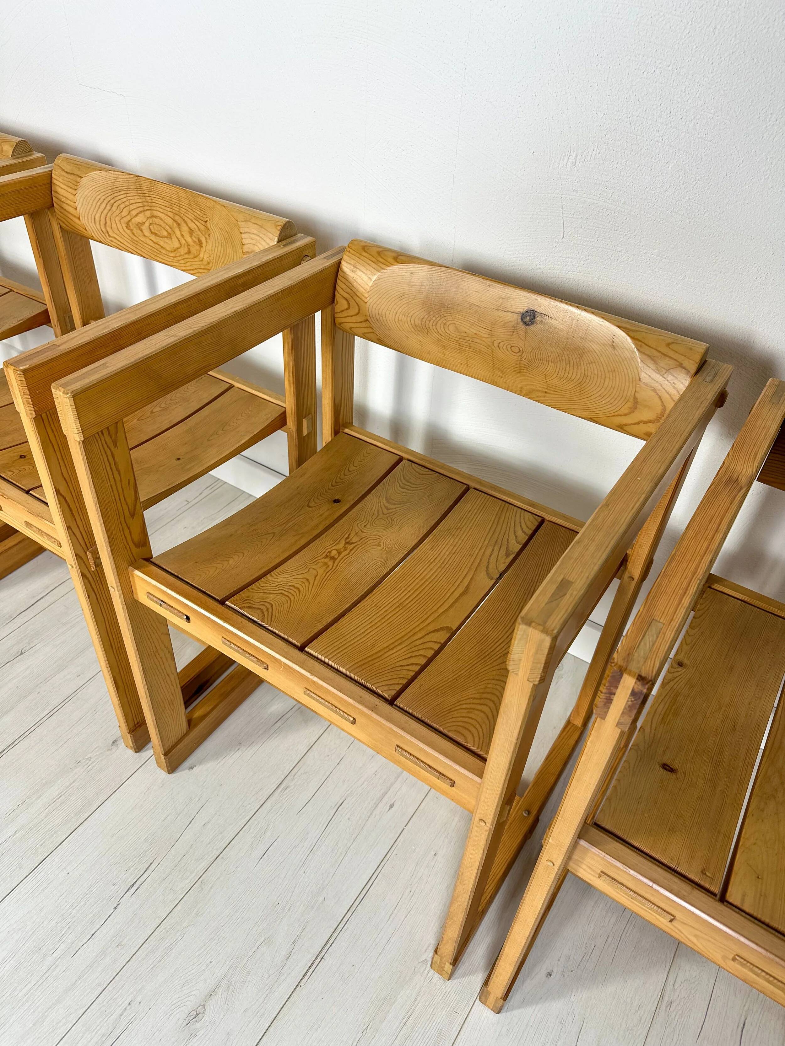 1960s Set of 4 Vintage Pine Model 313 Trybo Dining Chairs by Edvin Helseth