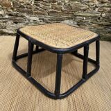 Rattan and cane ottoman or coffee table