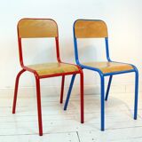Series of 6 chairs in colored metal