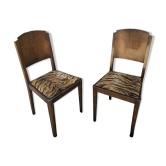 Pair of 50s-60s chairs with zebra fabrics