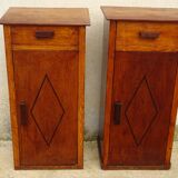 Oak bedside tables, vintage pair