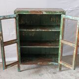 Former teak cabinet with its original green patina