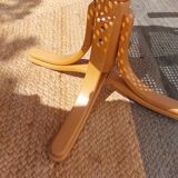 swivel armchair in wood and cane