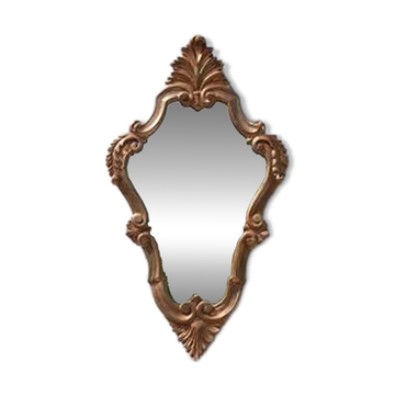 Miroir rocaille, miroir mural, glace vintage, miroir cuivre repoussé