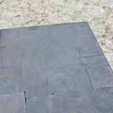 Brutalist coffee table, slate top and steel base, France, 1960s