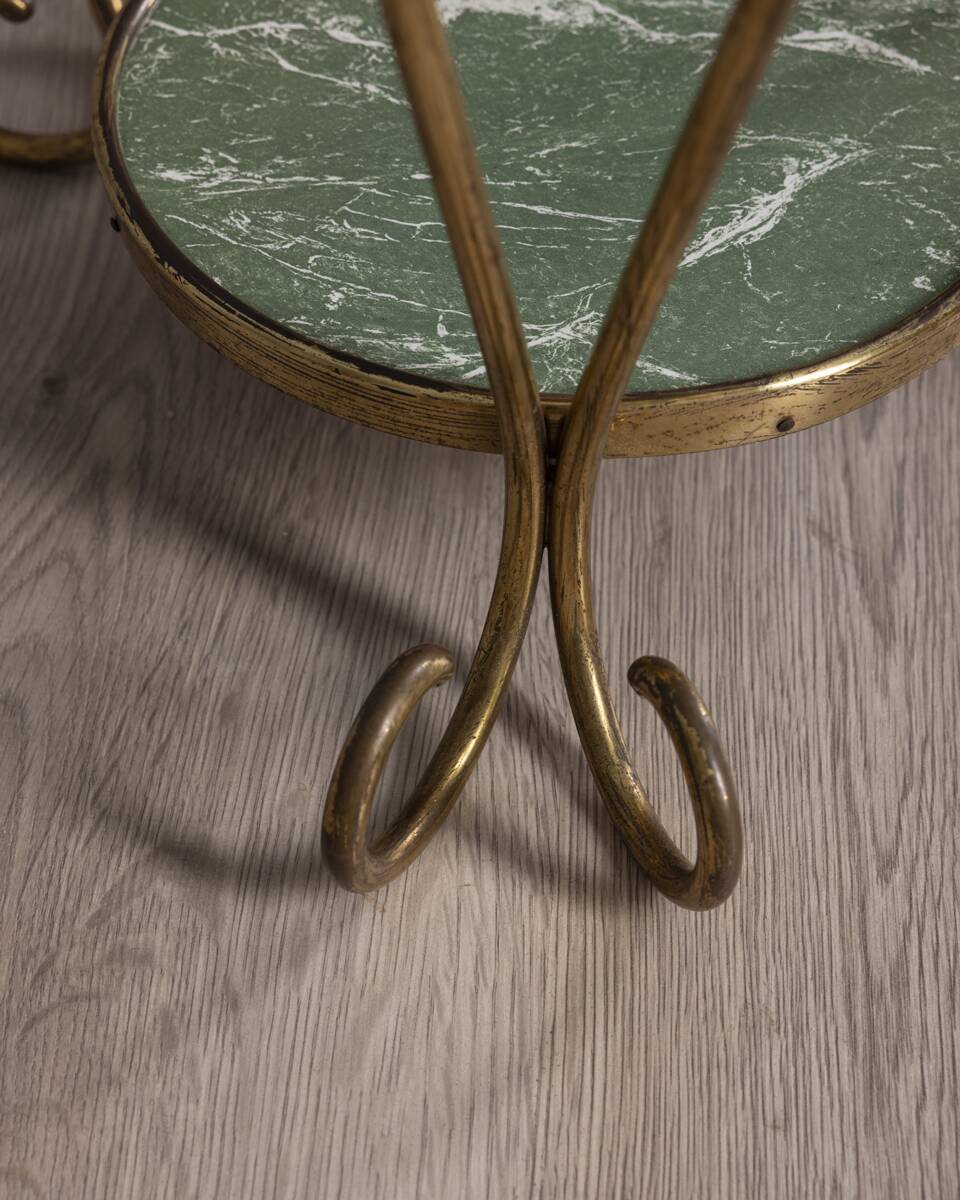 Vintage 1950s golden brass and glass coffee table Italian design
