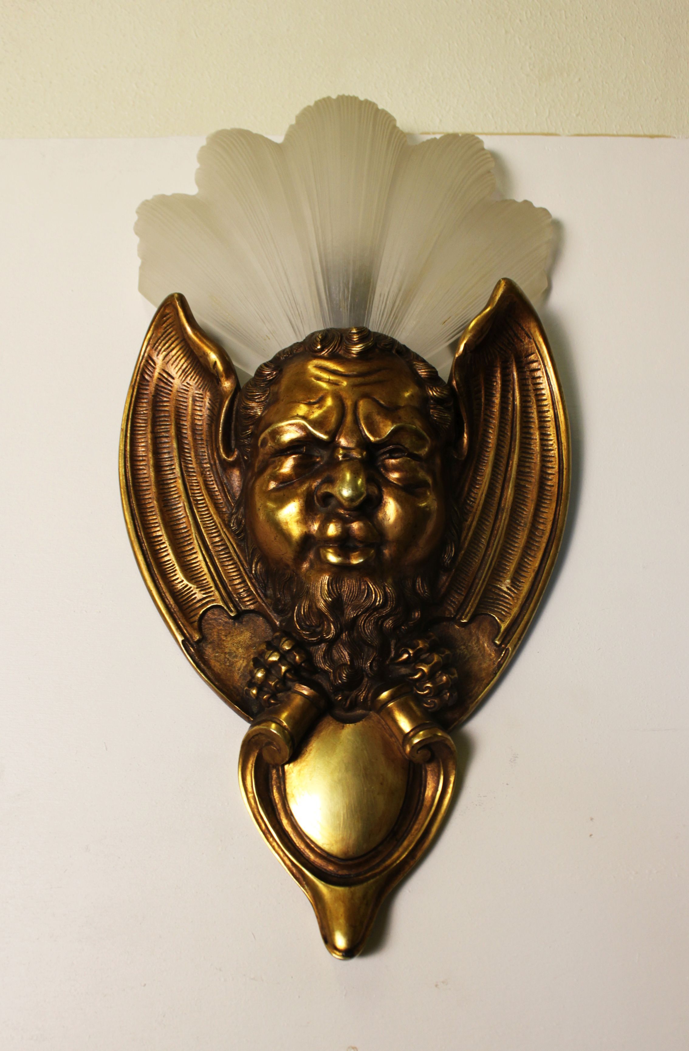 Pair of bronze wall lamps Art Deco style early twentieth century