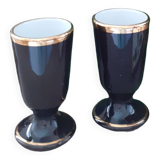 Set of two pretty black and gold mazagrans in Limoges porcelain