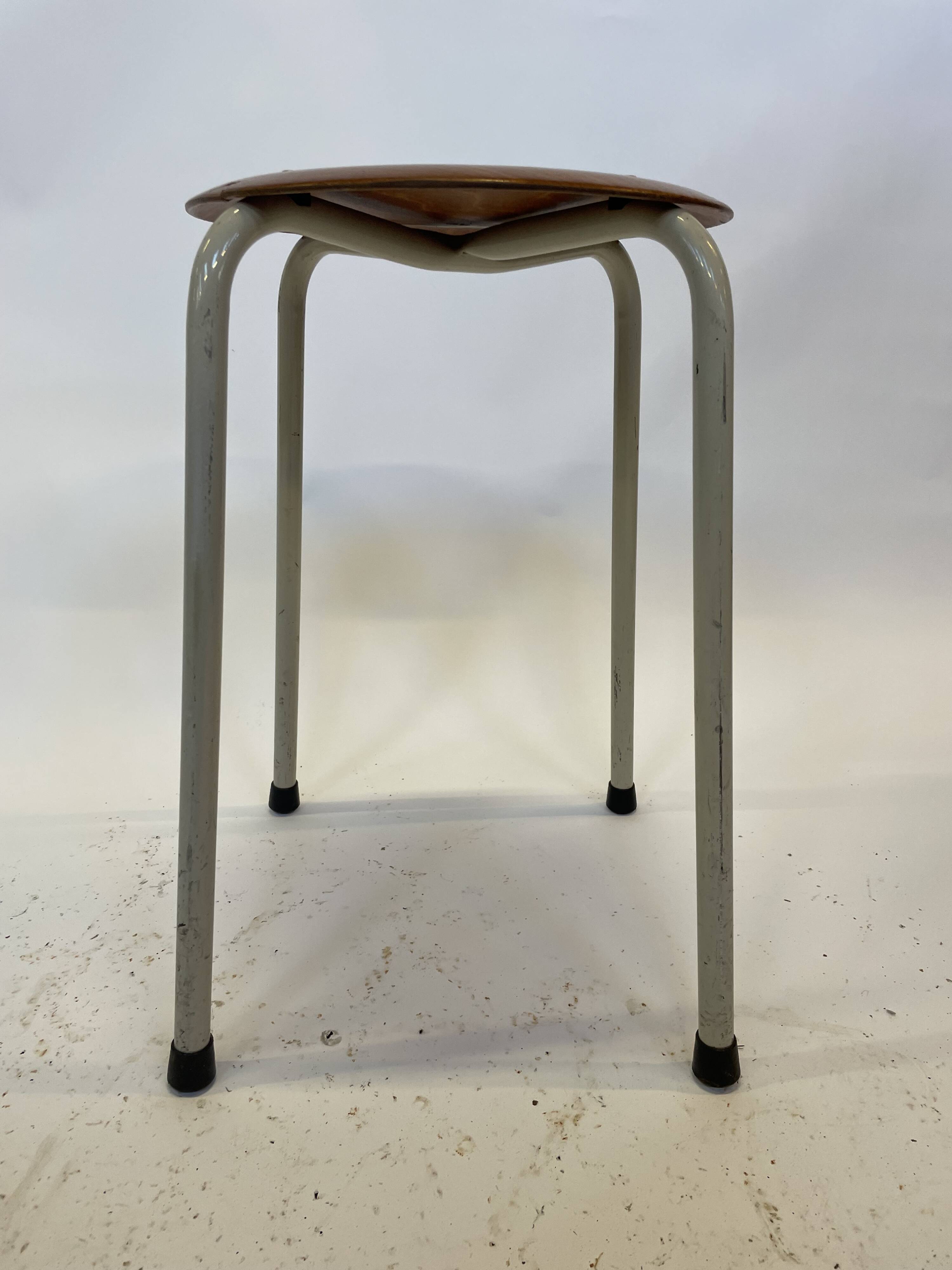 Vintage school stool, 1970s industrial design, Dutch minimalist