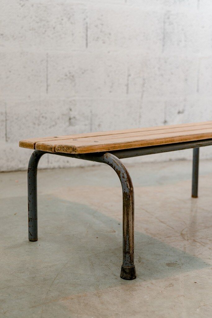 School bench grey metal