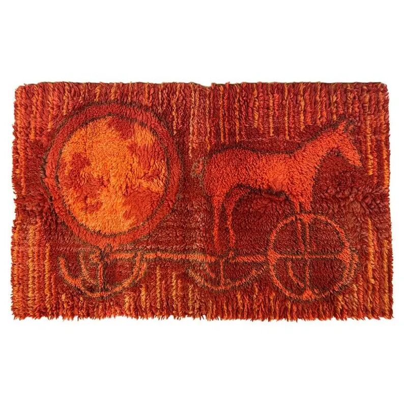 Midcentury Small Wool Ege Rya Carpet / Rug, Denmark, 1960s