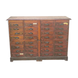 Administration trade cabinet 32 varnished wood drawers
