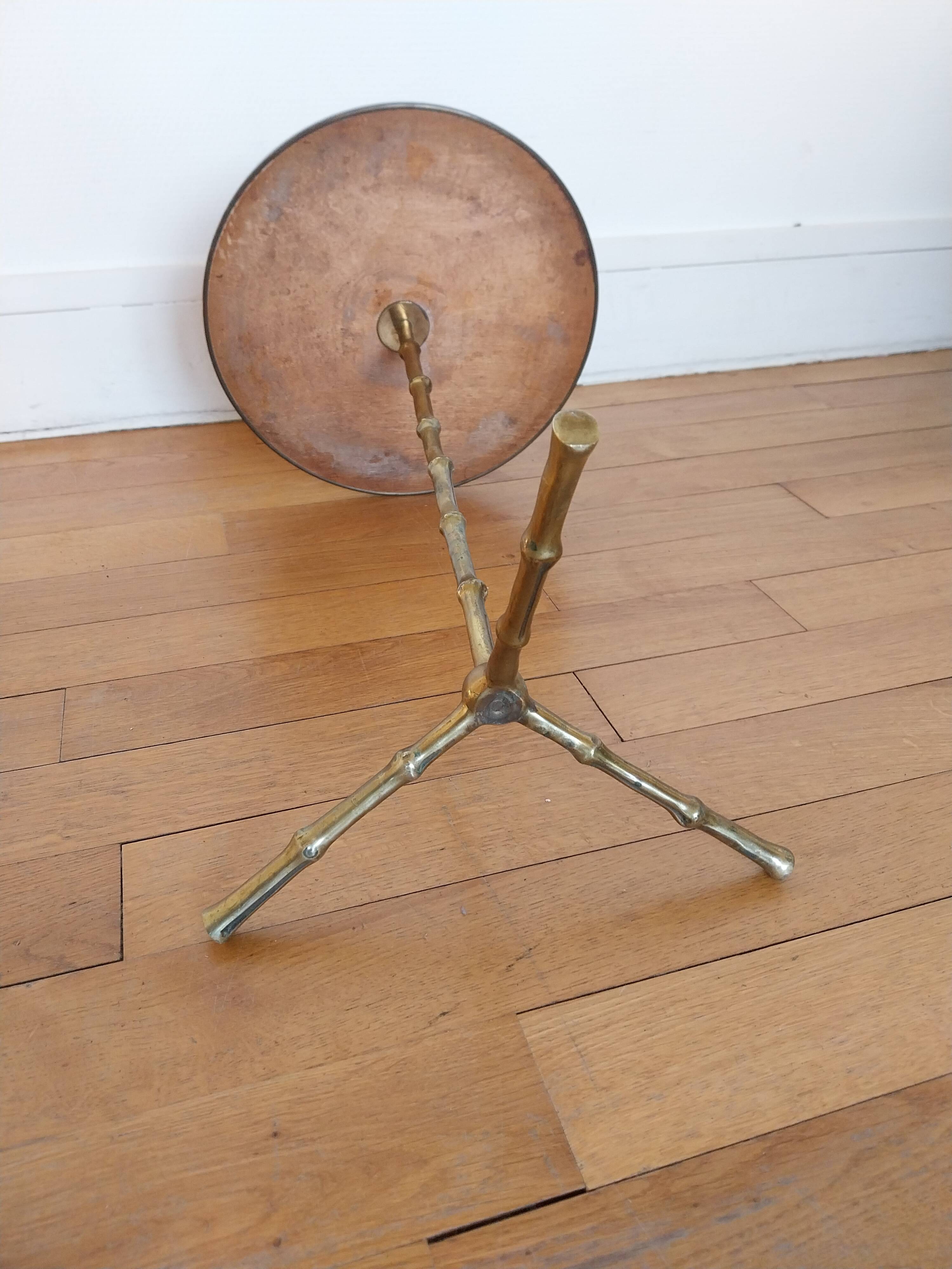 Martini table Maison Baguès bamboo imitation brass side table guéridon