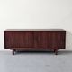 Enfilade vintage design en teck et cuir , années 70