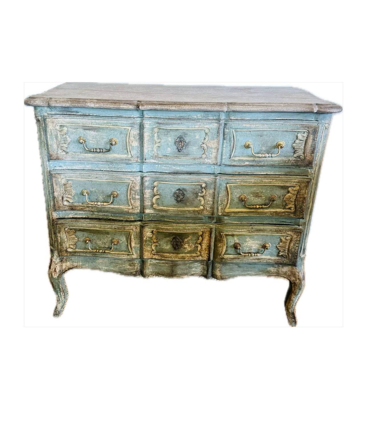 Commode bleu patinée
