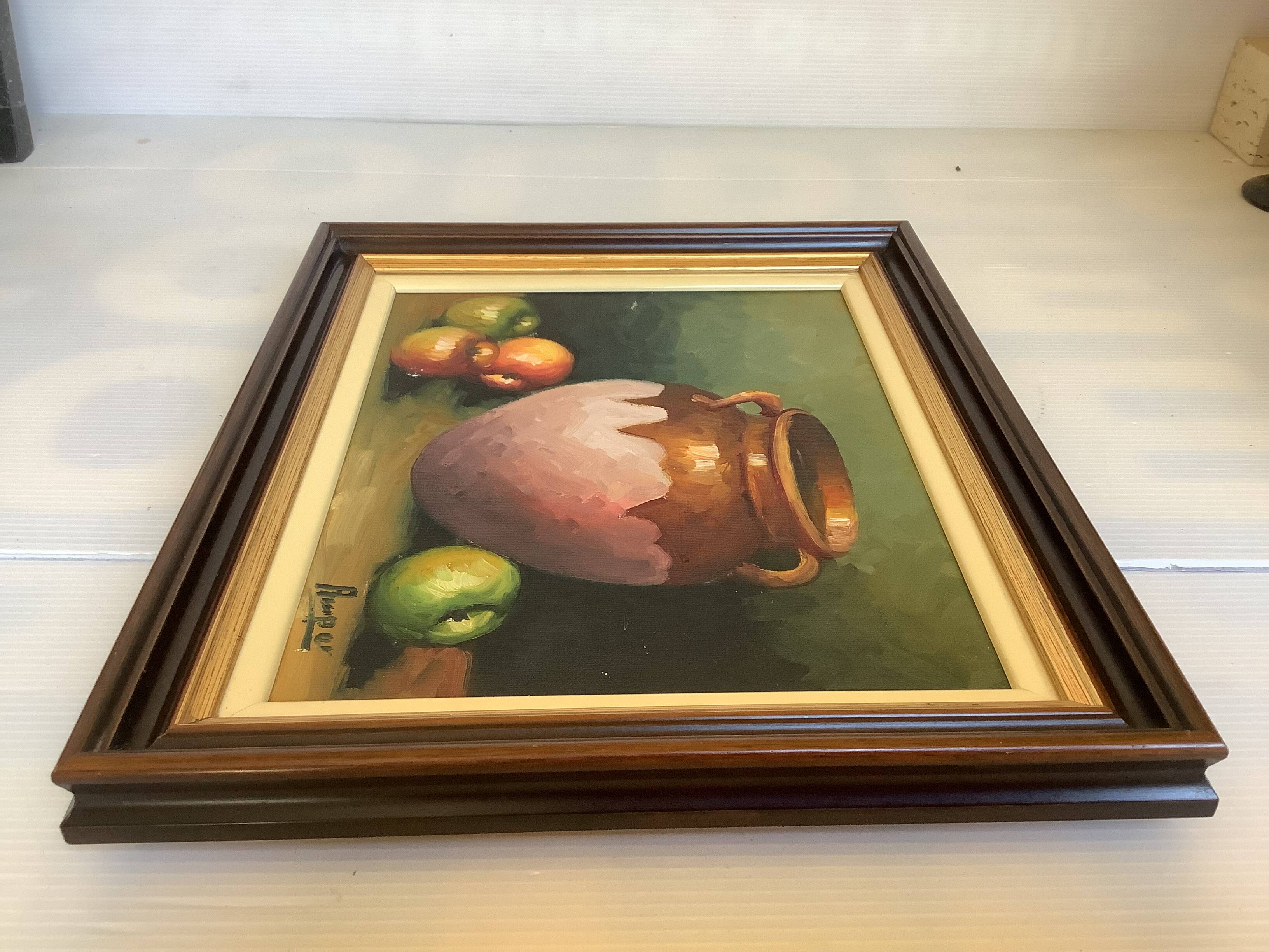 Tableau nature morte huile sur toile signée