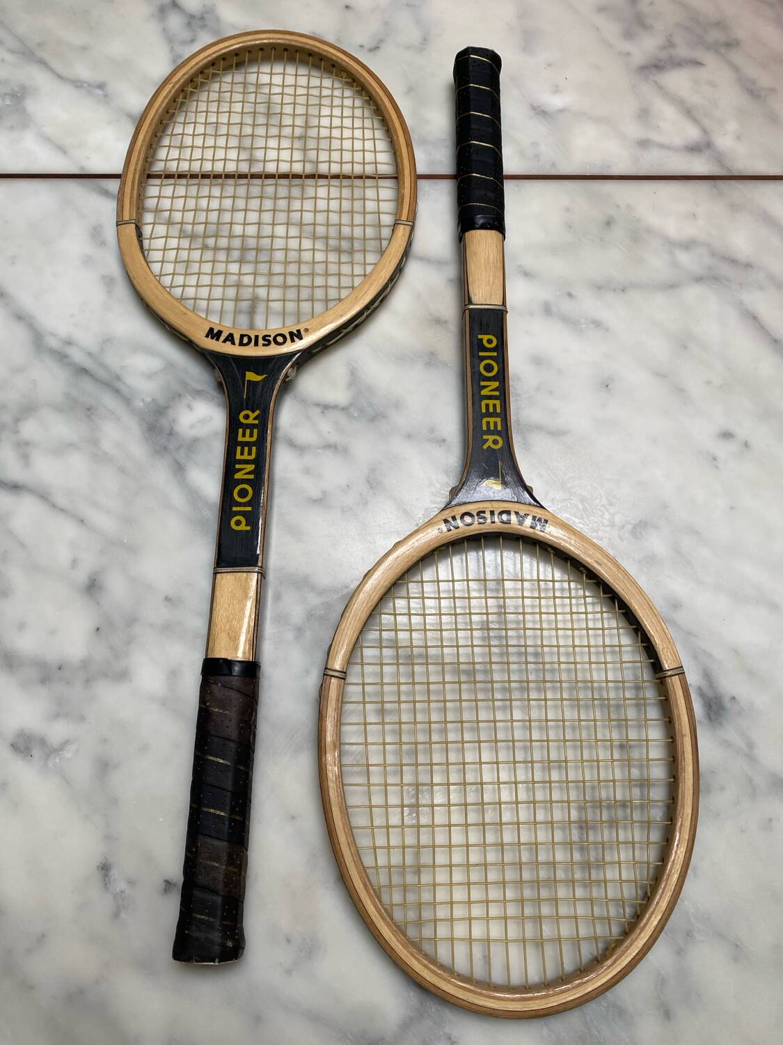 Vintage Pioneer wooden tennis rackets