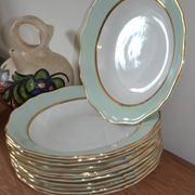 12 assiettes creuses vertes "l'amandinoise"