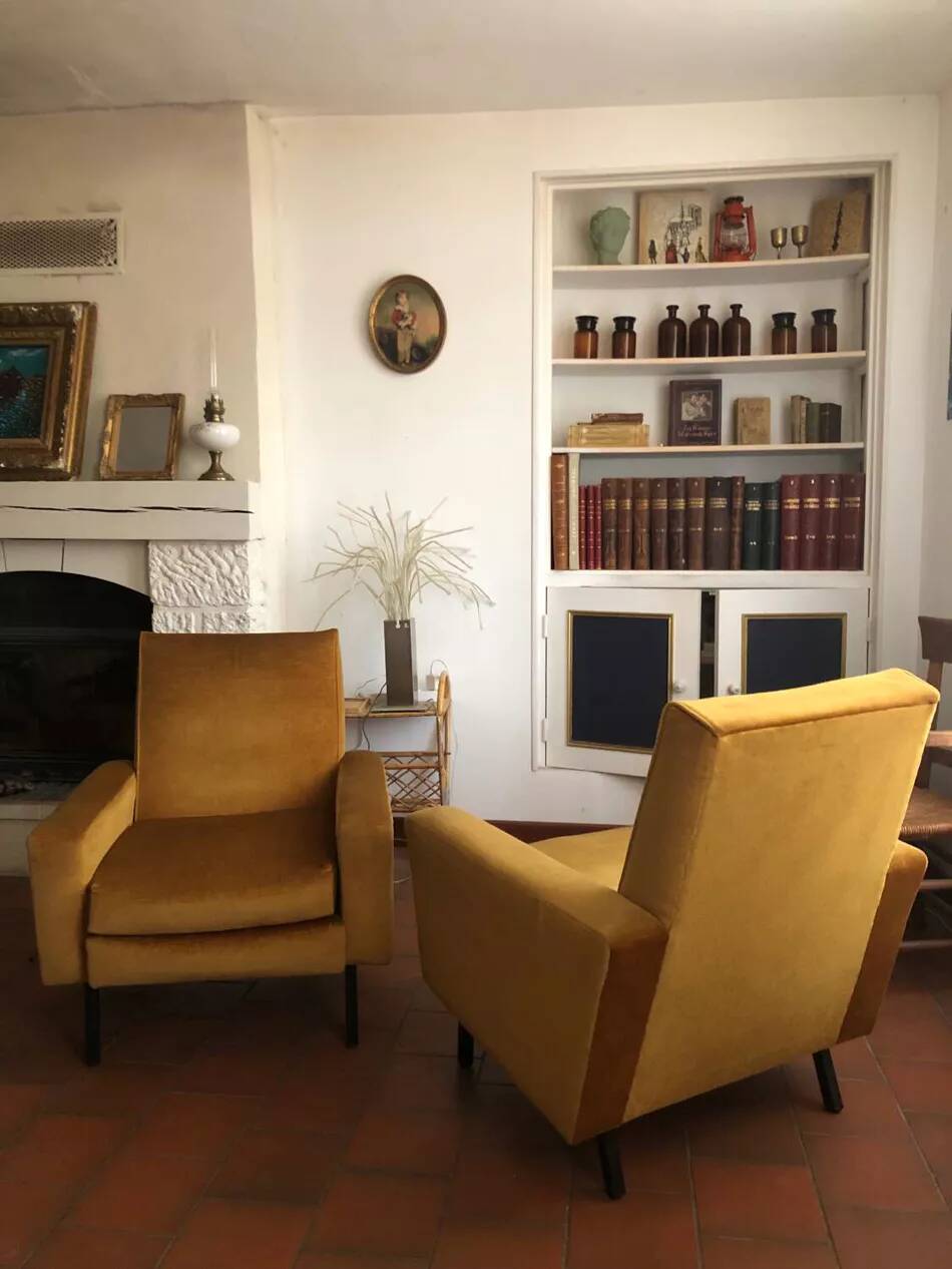 2 Vintage Velvet Armchairs