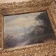 Oil on framed panel depicting a country house