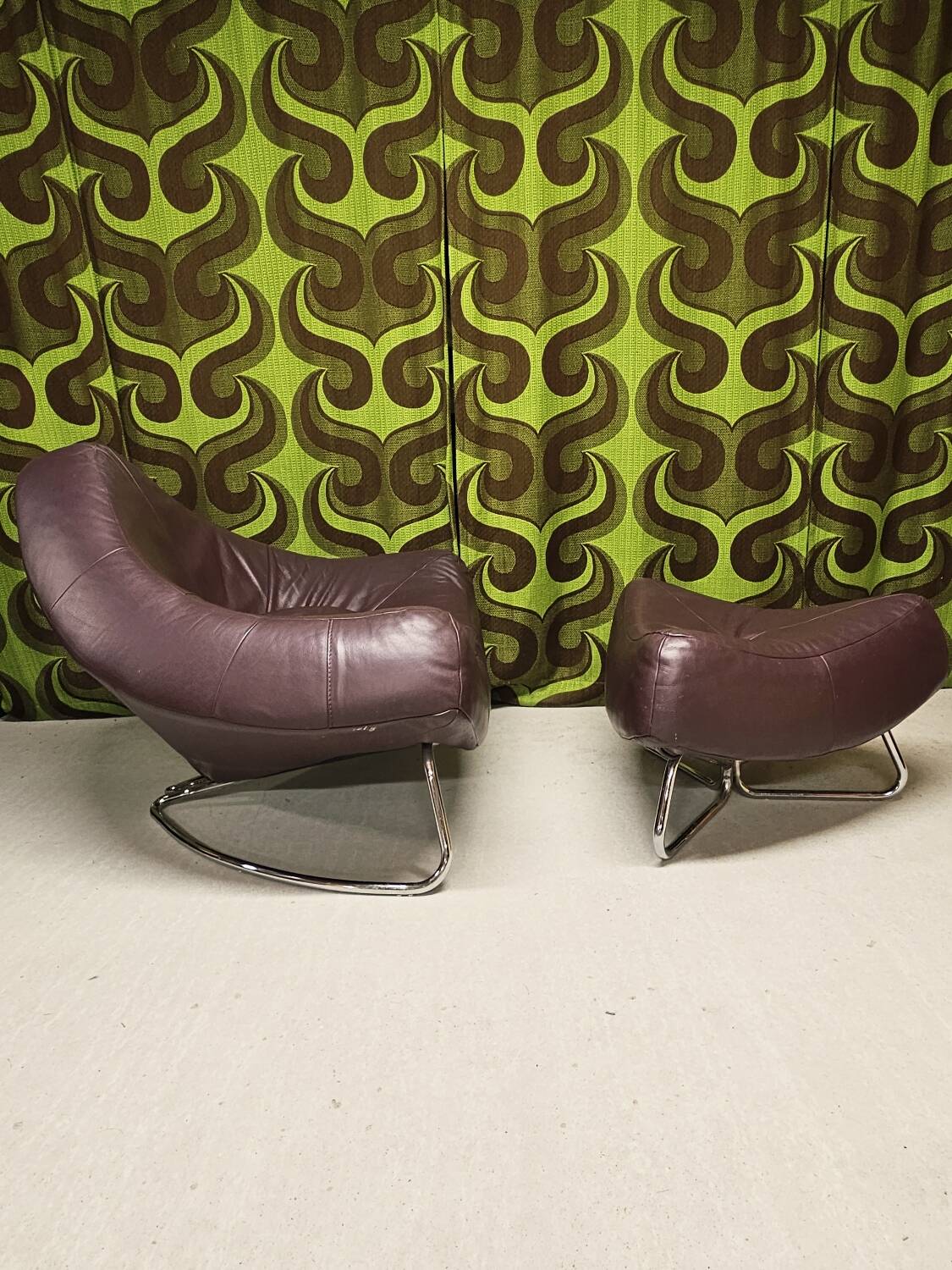 Chili leather armchair with ottoman by Paul Falkenberg